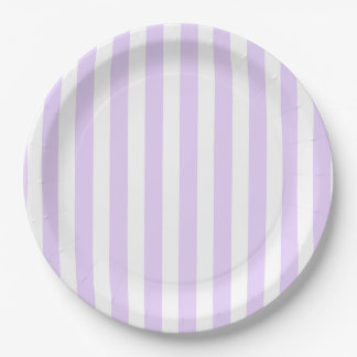 Assiettes En Carton Lilac violet et blanc bonbons rayures