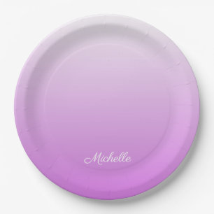 Assiettes En Carton Lilac violet ombre nom personnalisé