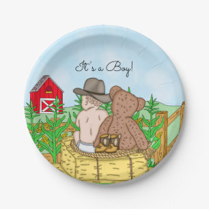 Assiettes En Carton Lil'Cowboy et Teddy Bear Baby shower