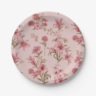 Assiettes En Carton Lillies Florales Rétro Roses Cottagecore