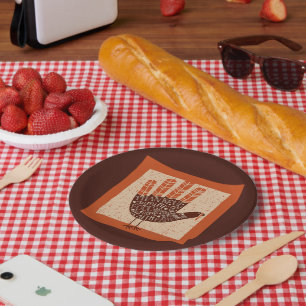 Assiettes En Carton L'illustration ludique de dinde de SlipperyJoe pou