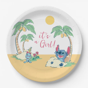 Assiettes En Carton Lilo et Stitch Beach   Baby shower fille