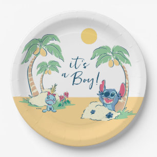 Assiettes En Carton Lilo et Stitch Beach   Baby shower garçon