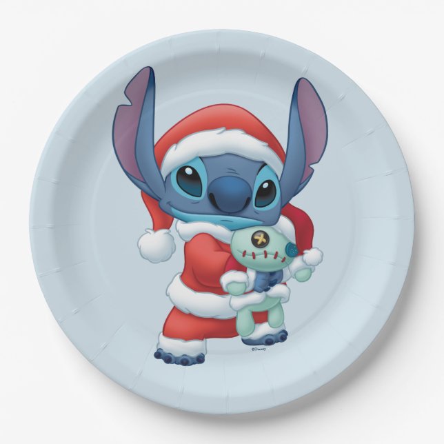 Assiettes En Carton Lilo & Stitch | Santa Claus Stitch (Devant)