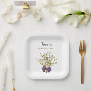 Assiettes En Carton Lily Of The Valley Bouquet avec Bow pourpre
