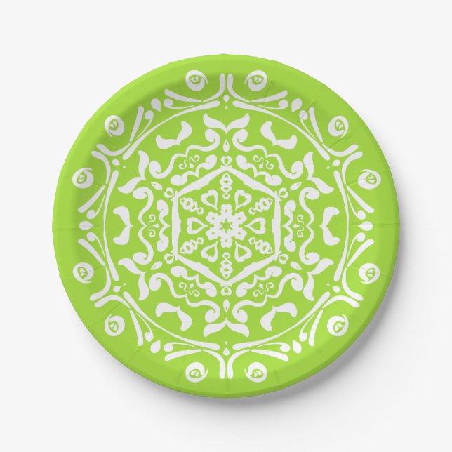 Assiettes En Carton Lime Mandala (Devant)