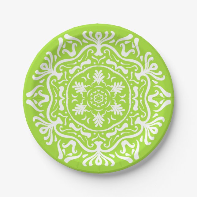 Assiettes En Carton Lime Mandala (Devant)