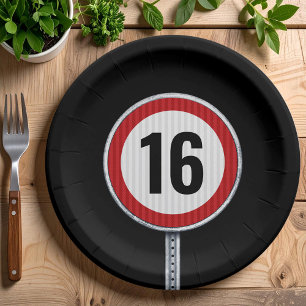 Assiettes En Carton Limite de vitesse 16 ans 