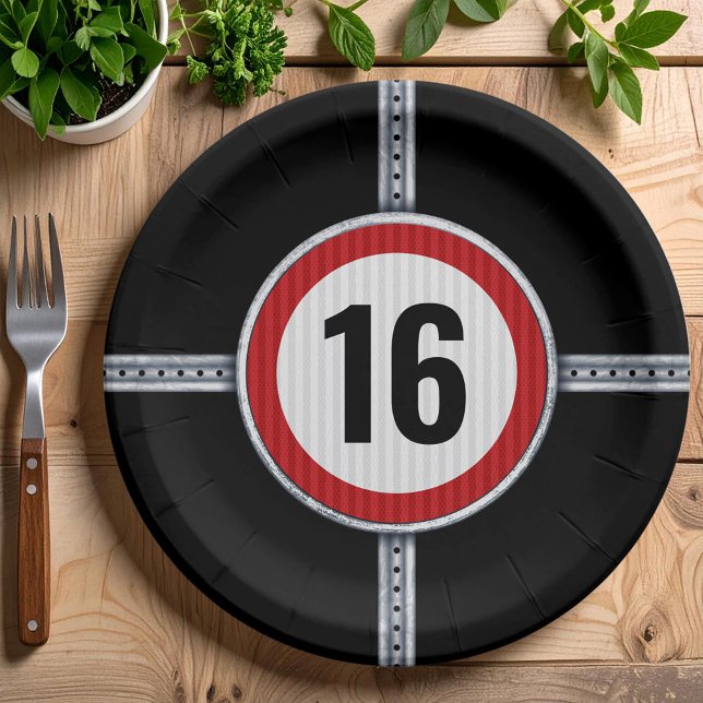 Assiettes En Carton Limite de vitesse des 16 ans d'âge (Créateur téléchargé)
