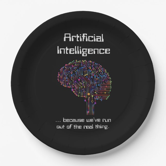 Assiettes En Carton L'intelligence artificielle contre la réalité (Devant)