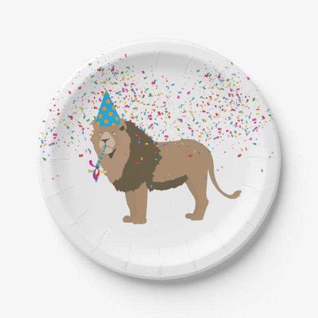 Assiettes En Carton Lion Jungle Fêter les animaux faire la fête (Devant)