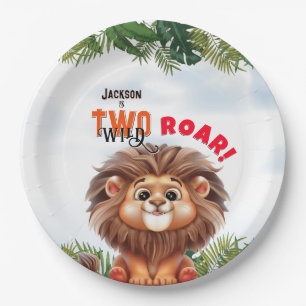 Assiettes En Carton Lion Safari deux Anniversaires de enfants sauvages
