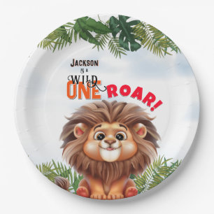 Assiettes En Carton Lion Safari Wild One Anniversaire de enfant
