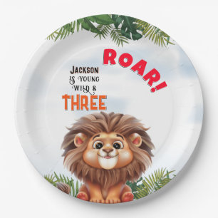 Assiettes En Carton Lion Safari Wild & Trois Anniversaires de enfants
