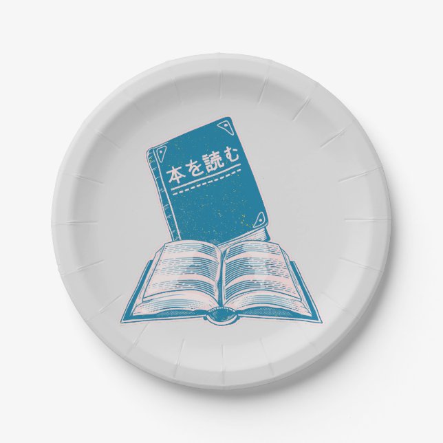 Assiettes En Carton Lire un livre kanji texte japonais (Devant)