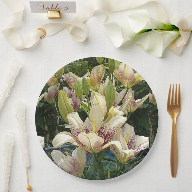 Assiettes En Carton Lis blancs (Mariage)