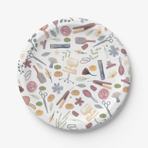 Assiettes En Carton Liste des cheveux MOTIF Aquarelle