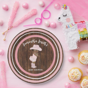 Assiettes En Carton Little AA Cowgirl Western Pink Baby shower