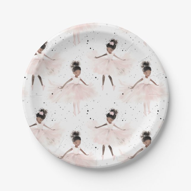 Assiettes En Carton Little Ballerina #6 - Black Girl (Devant)