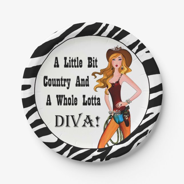 Assiettes En Carton Little Bit Country et toute une Lotta DIVA! (Devant)