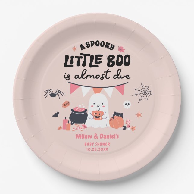 Assiettes En Carton Little Boo est presque due Plaques de Baby shower (Devant)