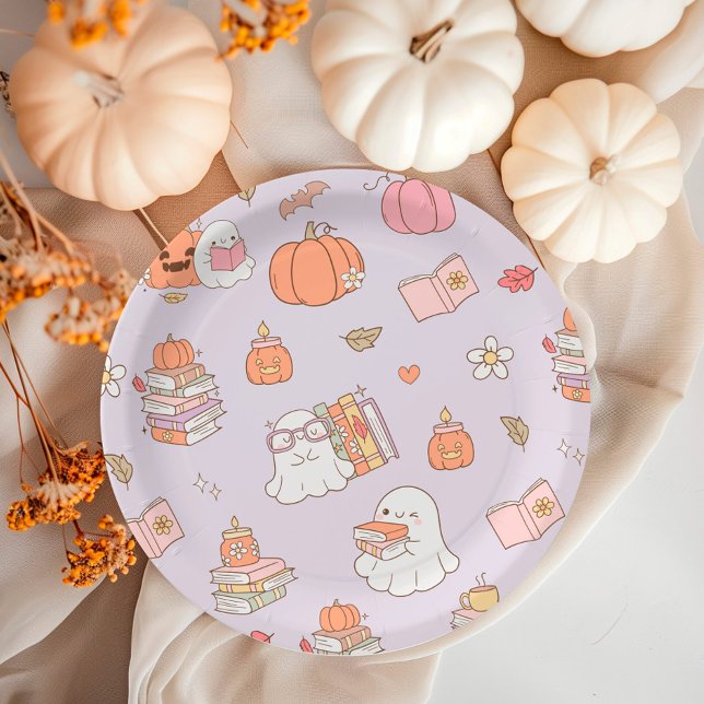 Assiettes En Carton Little Boo Lilac Whimsical Books Baby shower (Créateur téléchargé)