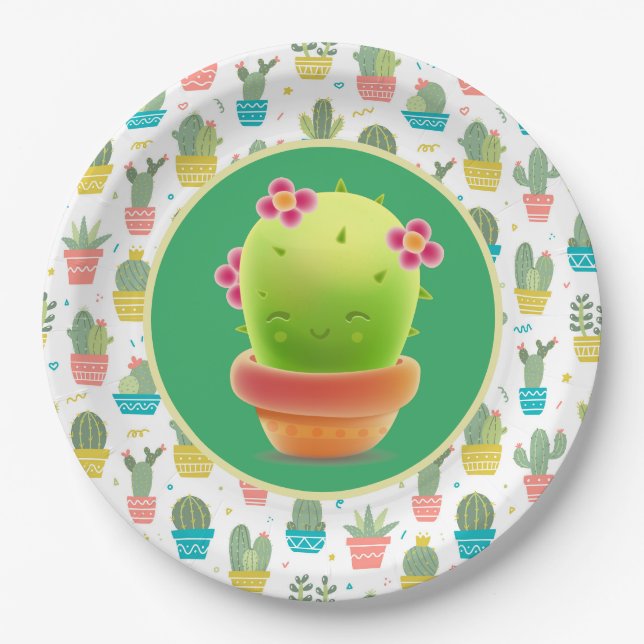 Assiettes En Carton Little Cactus (Devant)