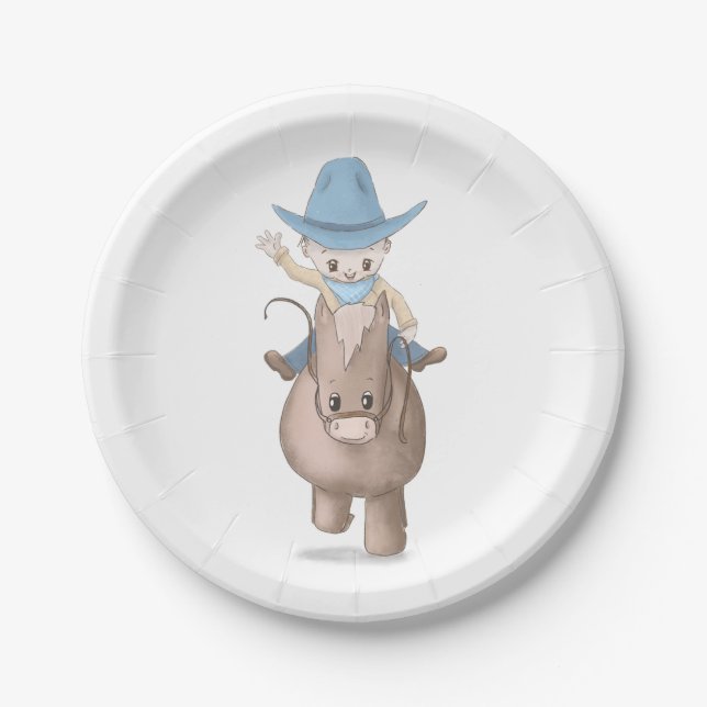 Assiettes En Carton Little Cowboy Kids Western Party (Devant)