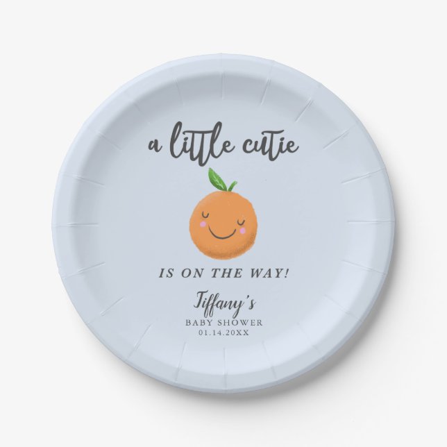 Assiettes En Carton Little Cutie Baby shower Blue Clementine (Devant)