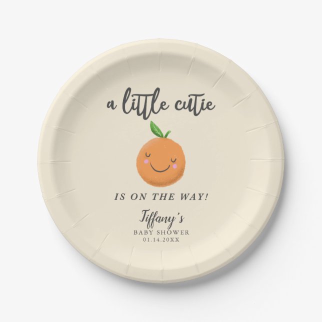Assiettes En Carton Little Cutie Baby shower jaune Clémentine (Devant)
