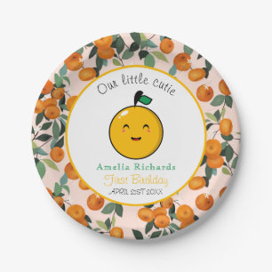 Assiettes En Carton Little Cutie Orange Citrus 1er anniversaire