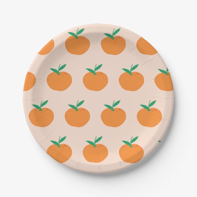 Assiettes En Carton Little Cutie Orange Citrus Premier anniversaire (Devant)