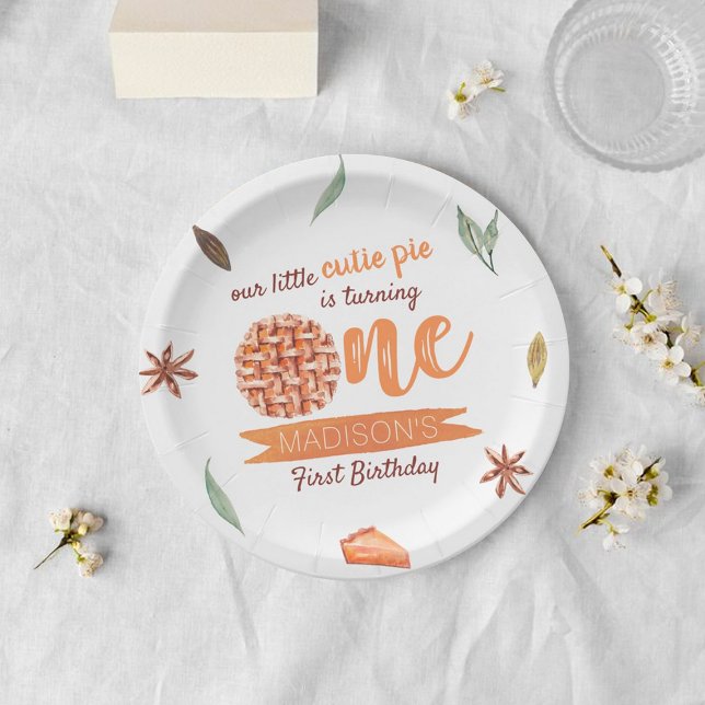 Assiettes En Carton Little Cutie Pie Automne 1er Anniversaire (Créateur téléchargé)