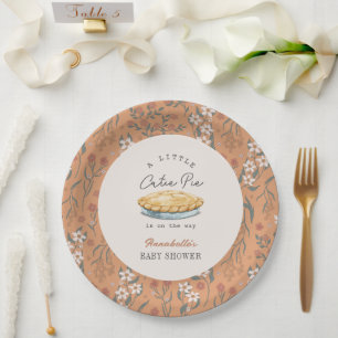 Assiettes En Carton Little Cutie Pie Orange Baby shower Floral