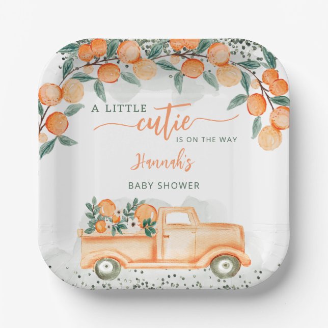 Assiettes En Carton Little Cutie Sur Le Chemin Baby shower (Recto)