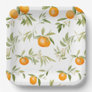 Assiettes En Carton Little Cutie Sur Le Chemin Baby shower Orange Citr