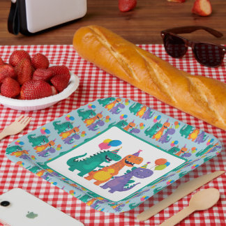 Assiettes En Carton Little Dino 1st Birthday Paper Plate