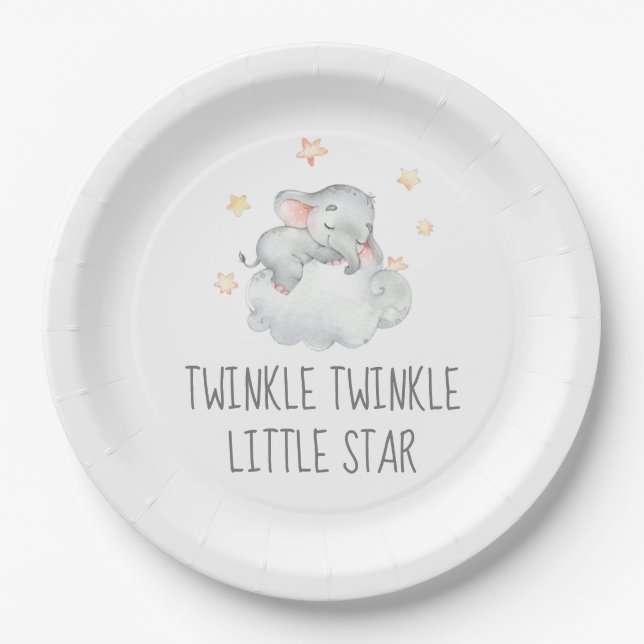 Assiettes En Carton Little Elephant Girl Twinkle Twinkle Little Star (Devant)