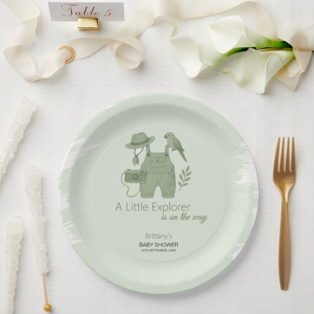 Assiettes En Carton Little Explorer Is On The Way Baby Shower (Mariage)