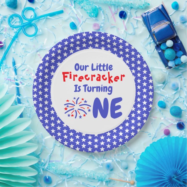 Assiettes En Carton Little Firecracker 1er anniversaire (Fête)