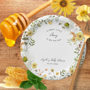 Assiettes En Carton Little Honey Bee Baby shower Fleur sauvage jaune