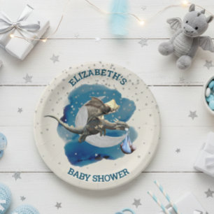 Assiettes En Carton Little Knight Dragon Silver Star Baby shower