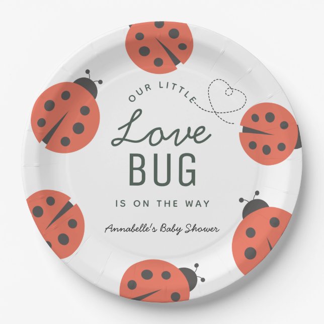 Assiettes En Carton Little Log Baby shower Ladybug (Devant)
