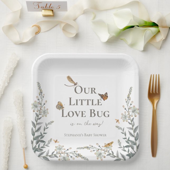 Assiettes En Carton Little Love Bug Baby Shower Gender Neutral (Mariage)