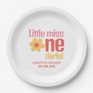 Assiettes En Carton Little Miss Onederful Retro Super Premier annivers