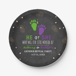 Assiettes En Carton Little Monster Halloween Genre Revela Party