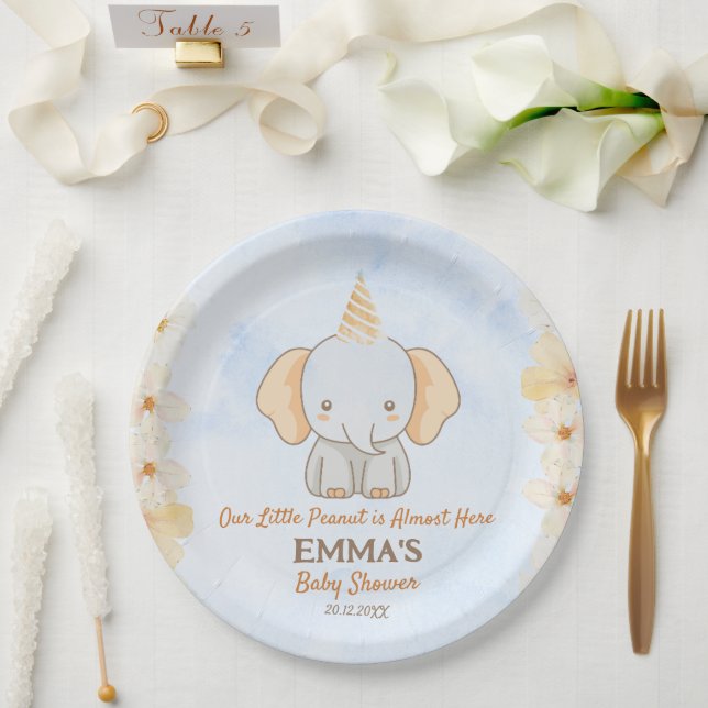 Assiettes En Carton Little Peanut Dreams - Baby shower d'éléphants (Mariage)