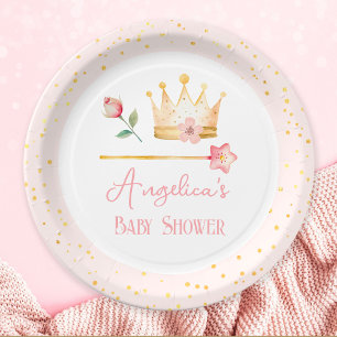 Assiettes En Carton Little Princess Pink Royal Baby shower