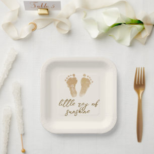 Assiettes En Carton Little Ray of Sunshine Boho Baby shower