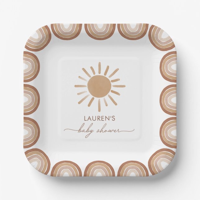 Assiettes En Carton Little Ray of Sunshine Boho Baby shower (Recto)